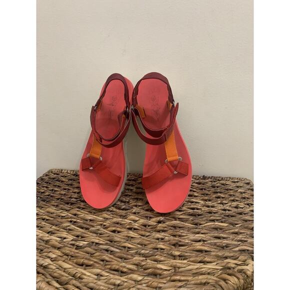 Fly London Yefa Multi Platform Strap Sandal Summer Vacation 9/ 9.5 Spicy Red - Picture 7 of 12